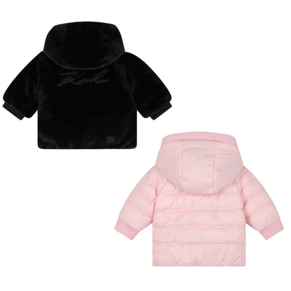 Baby Pink-Black Reversible Jacket