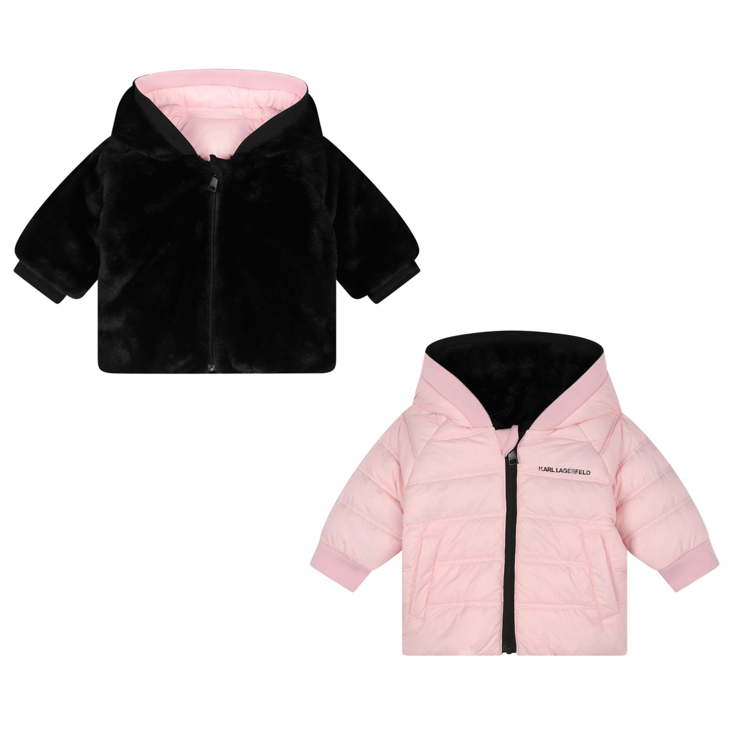 Baby Pink-Black Reversible Jacket