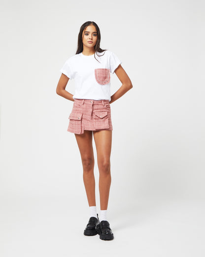 Pink Bouclé Pocket T-Shirt