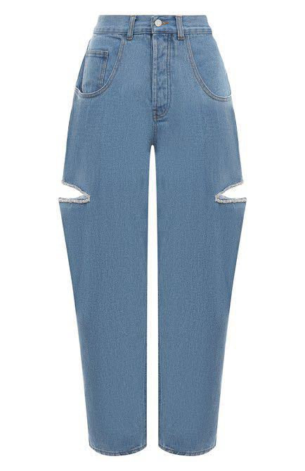 Blue Cut Out Crystals Jeans