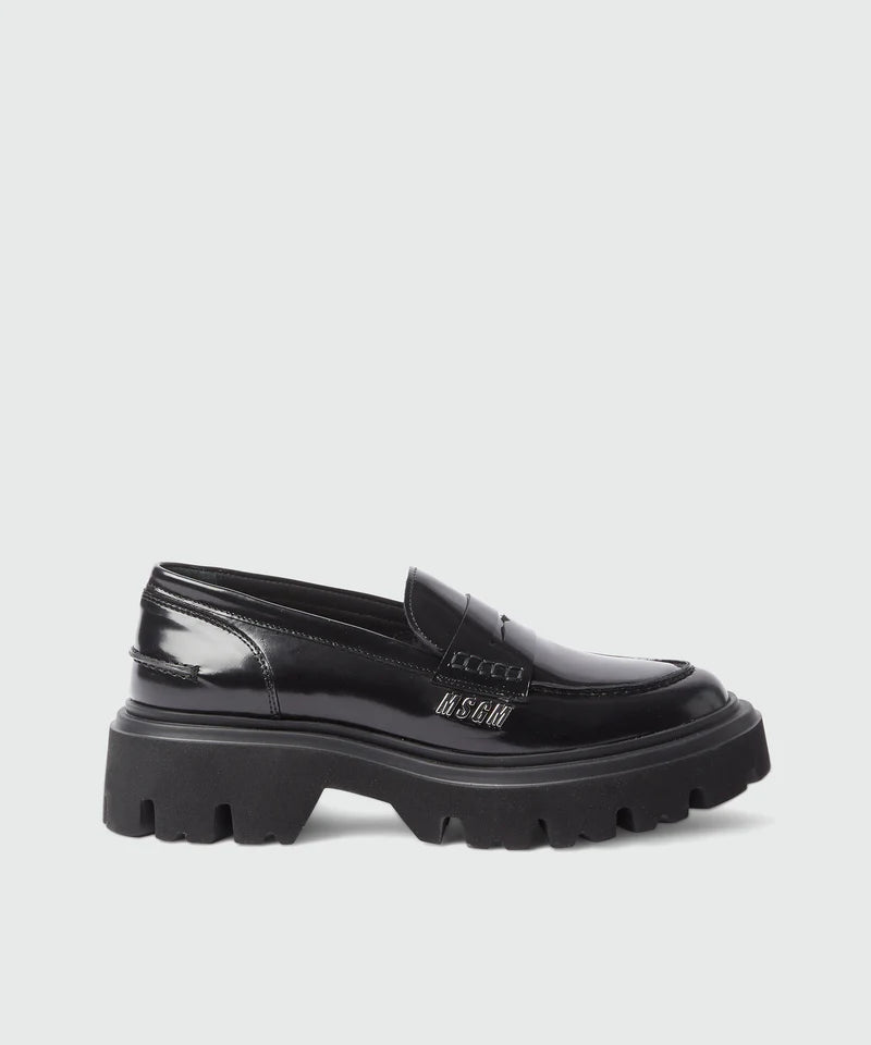 Black Brushed Leather Loafers