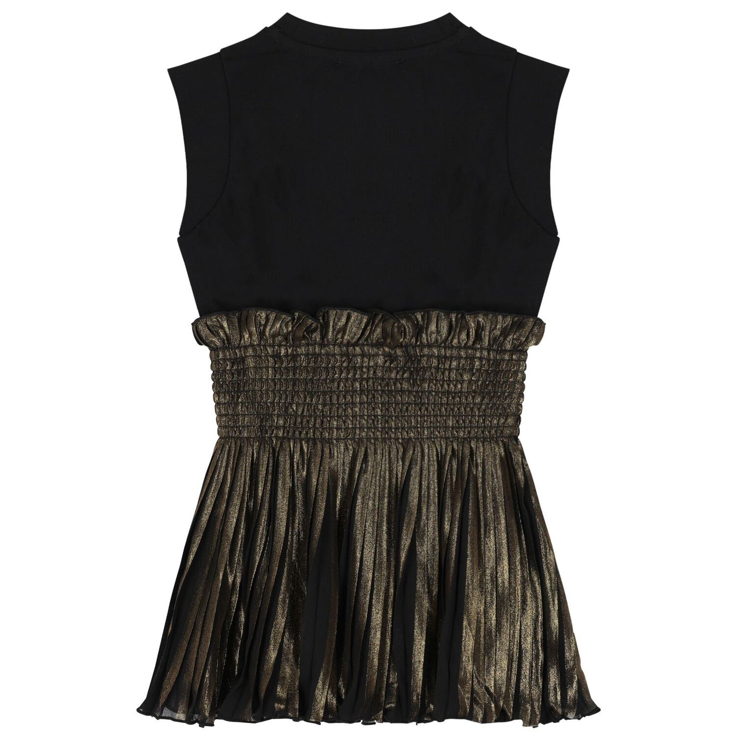 Girls Black & Gold Pleated Dress