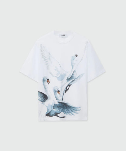 Swans Print T-Shirt