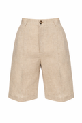 Beige Linen Bermudas