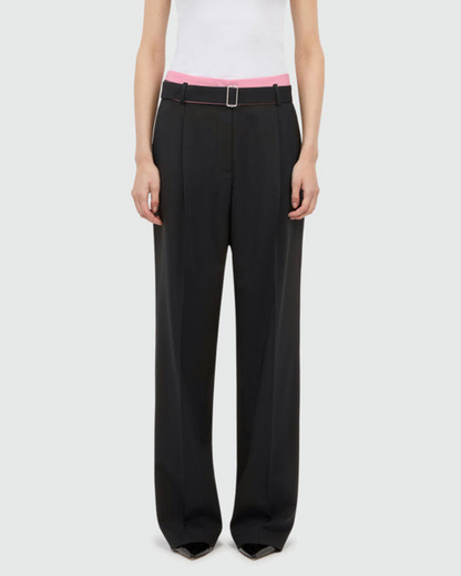 Black Palazzo Trousers Pink Belt