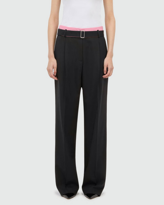 Black Palazzo Trousers Pink Belt