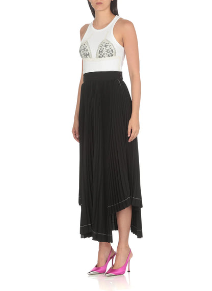 Pleated Asymmetric Long Skirt