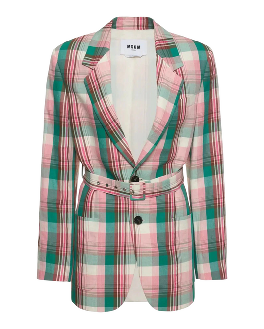 Cotton & Linen Check Blazer