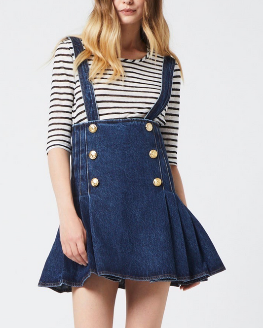 Gold Buttons Denim Skirt