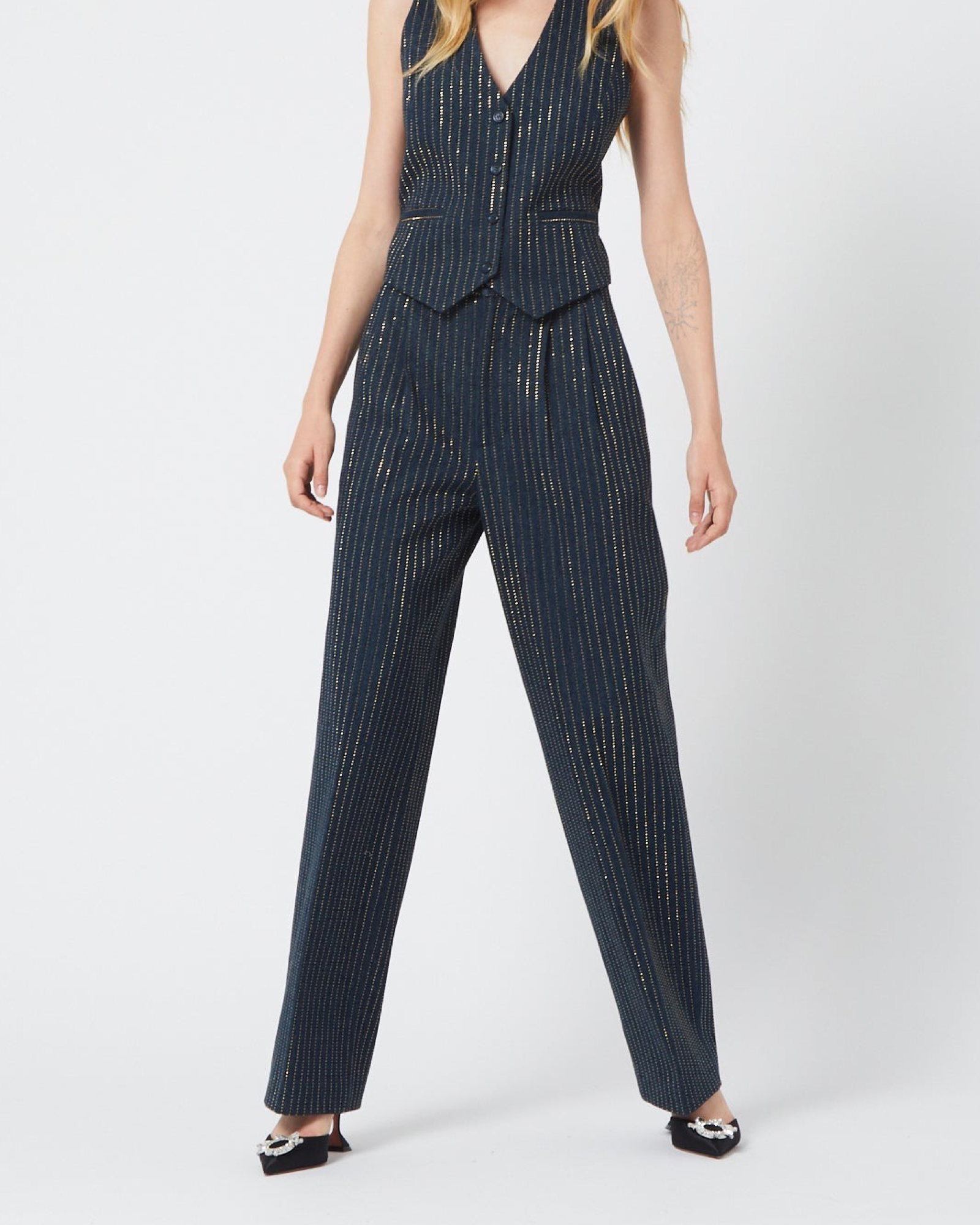 Dark Blue Striped Trousers