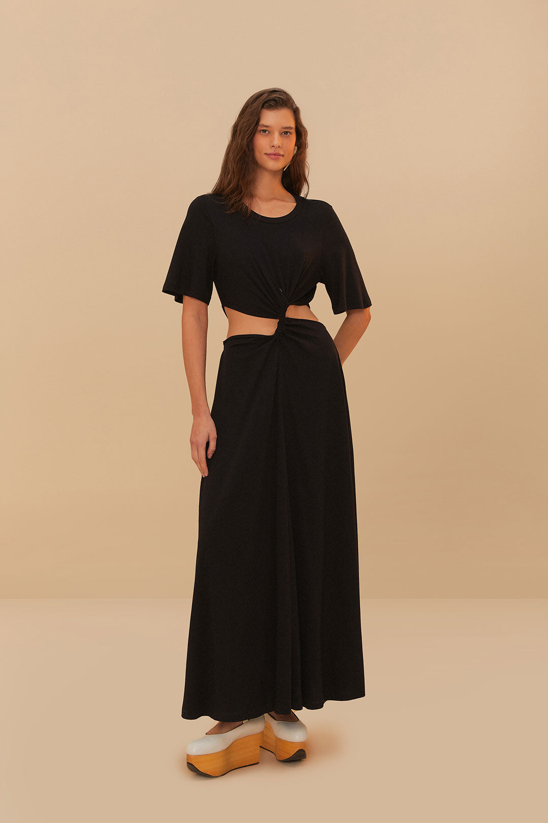 Black Midi Dress Short Sleeve