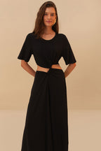 Black Midi Dress Short Sleeve