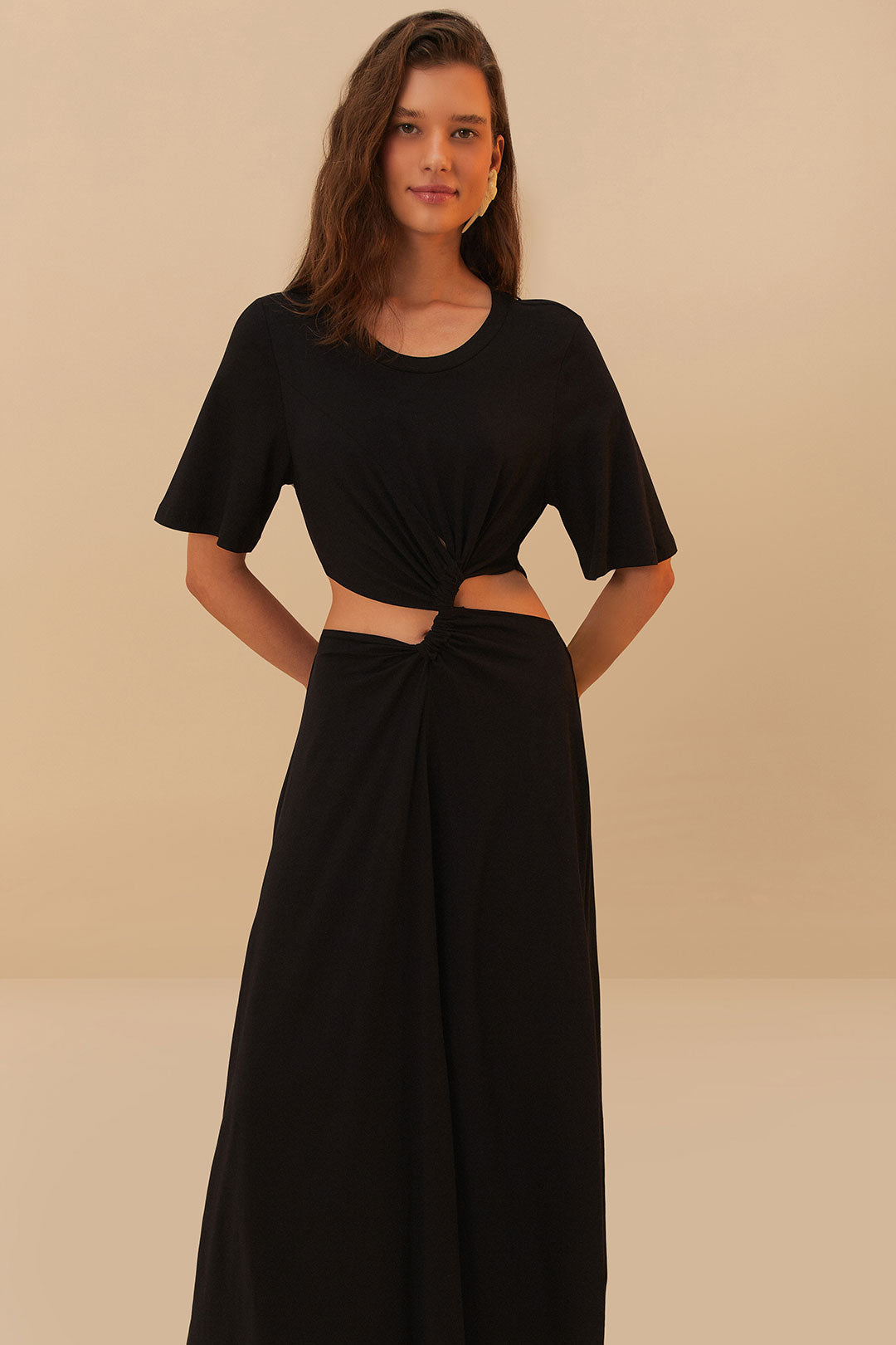 Black Midi Dress Short Sleeve