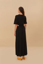 Black Midi Dress Short Sleeve