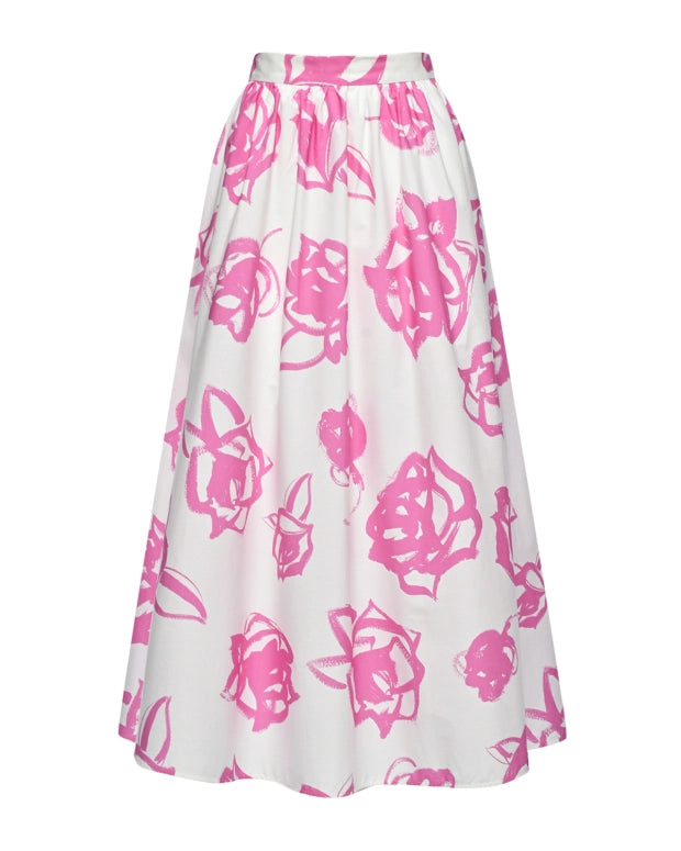 Graphic Roses Midi Skirt