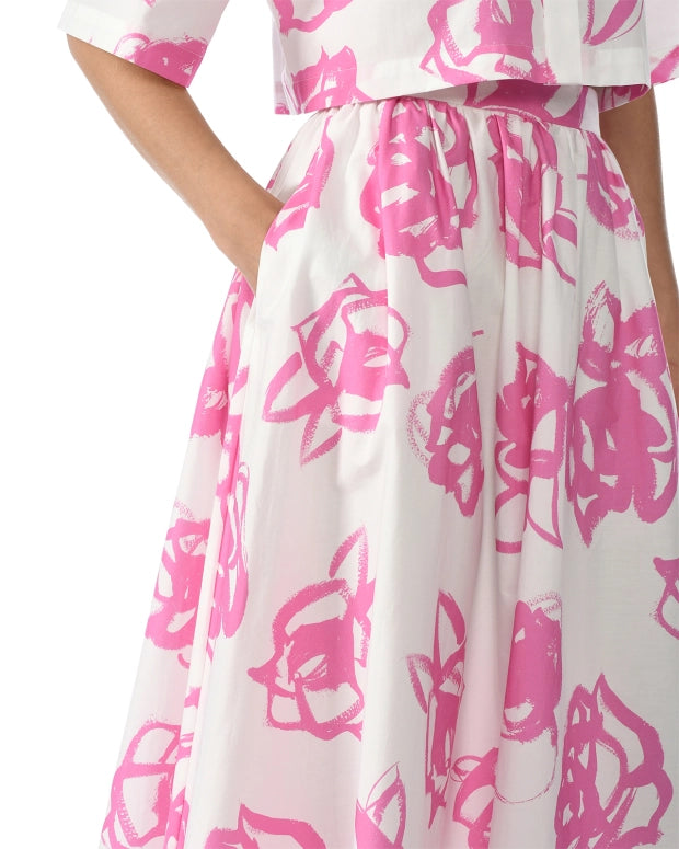 Graphic Roses Midi Skirt