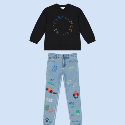 Boys Blue Doodle Denim Jeans