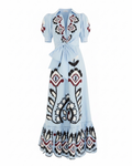 Blue Embroidered Maxi Dress