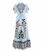 Blue Embroidered Maxi Dress