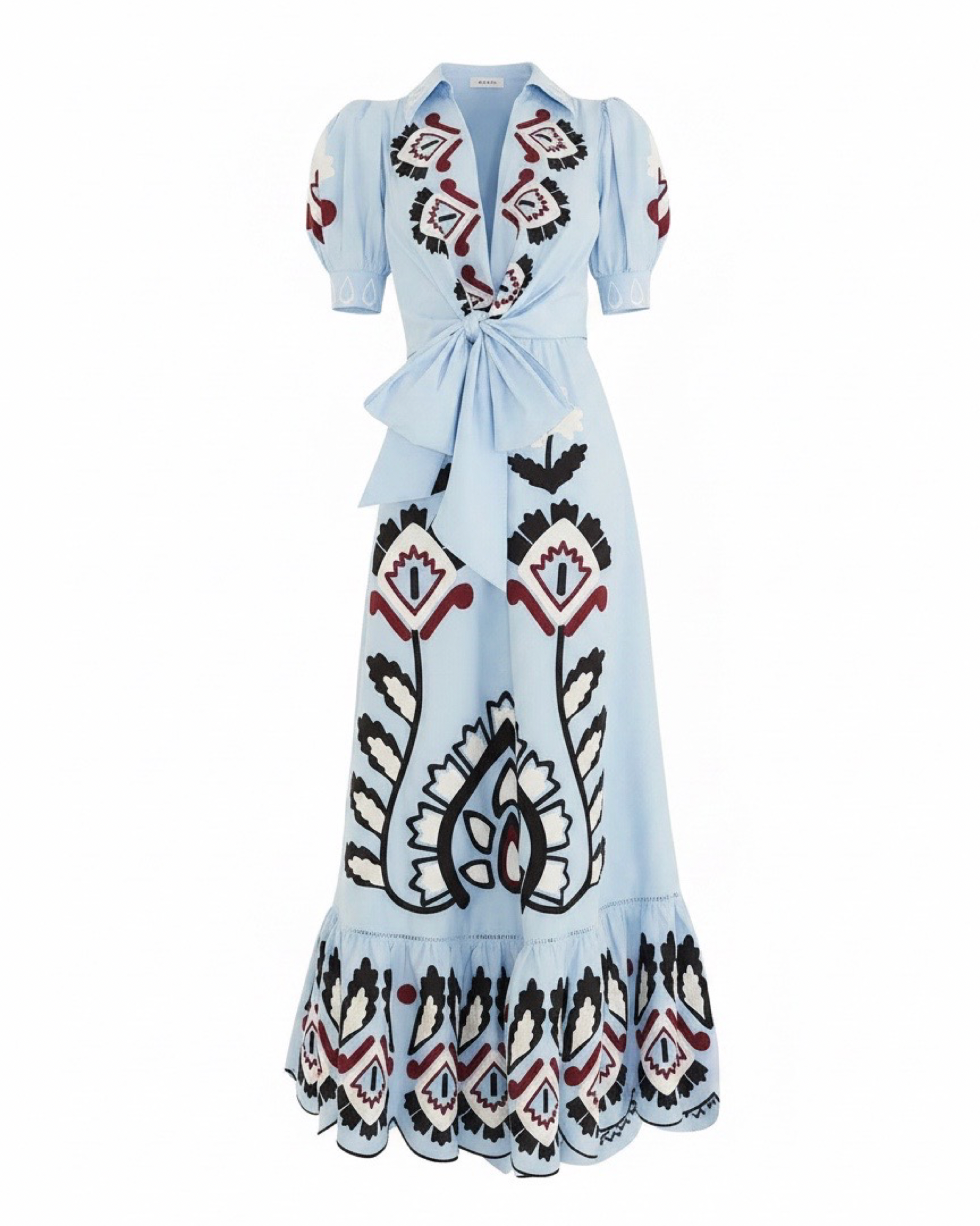 Blue Embroidered Maxi Dress