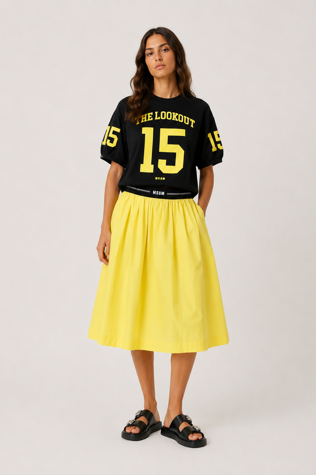 Yellow Waistband Logo Skirt