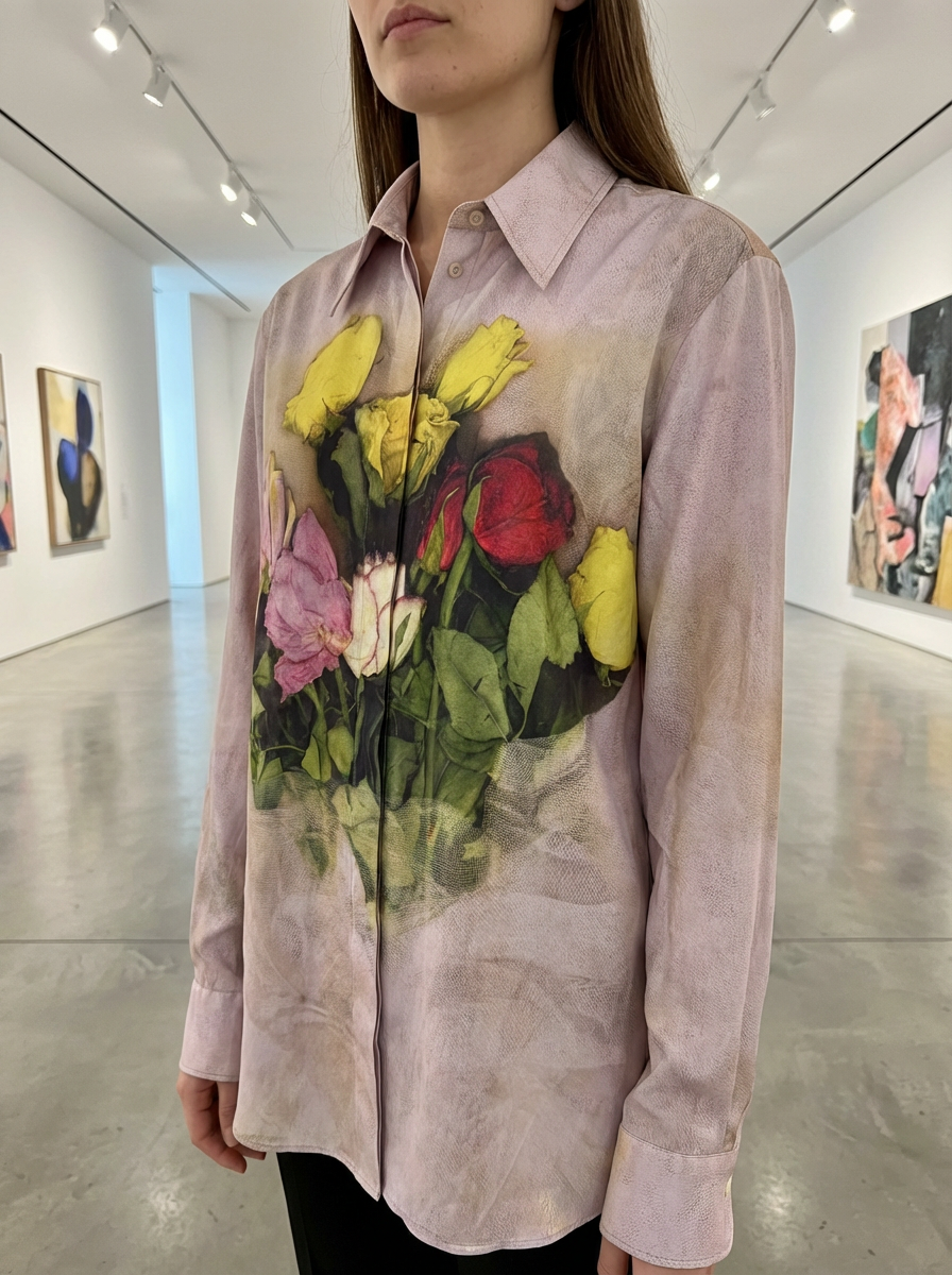 Pink Poplin Shirt With Print