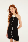 Black And White Flower Mini Dress