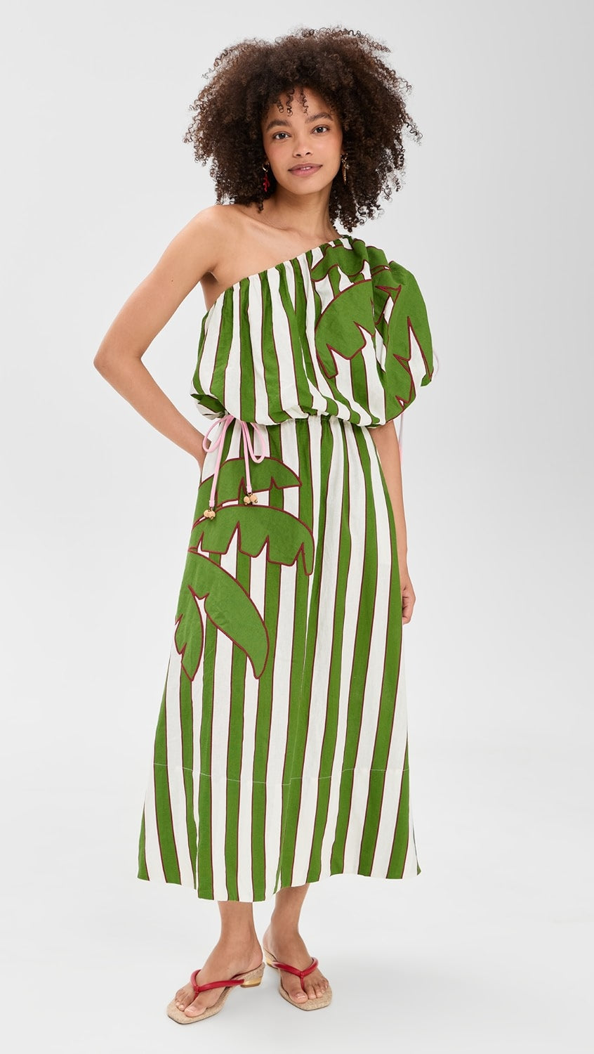Off-White One-Shoulder Midi Dress