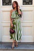 Off-White One-Shoulder Midi Dress