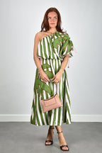 Off-White One-Shoulder Midi Dress