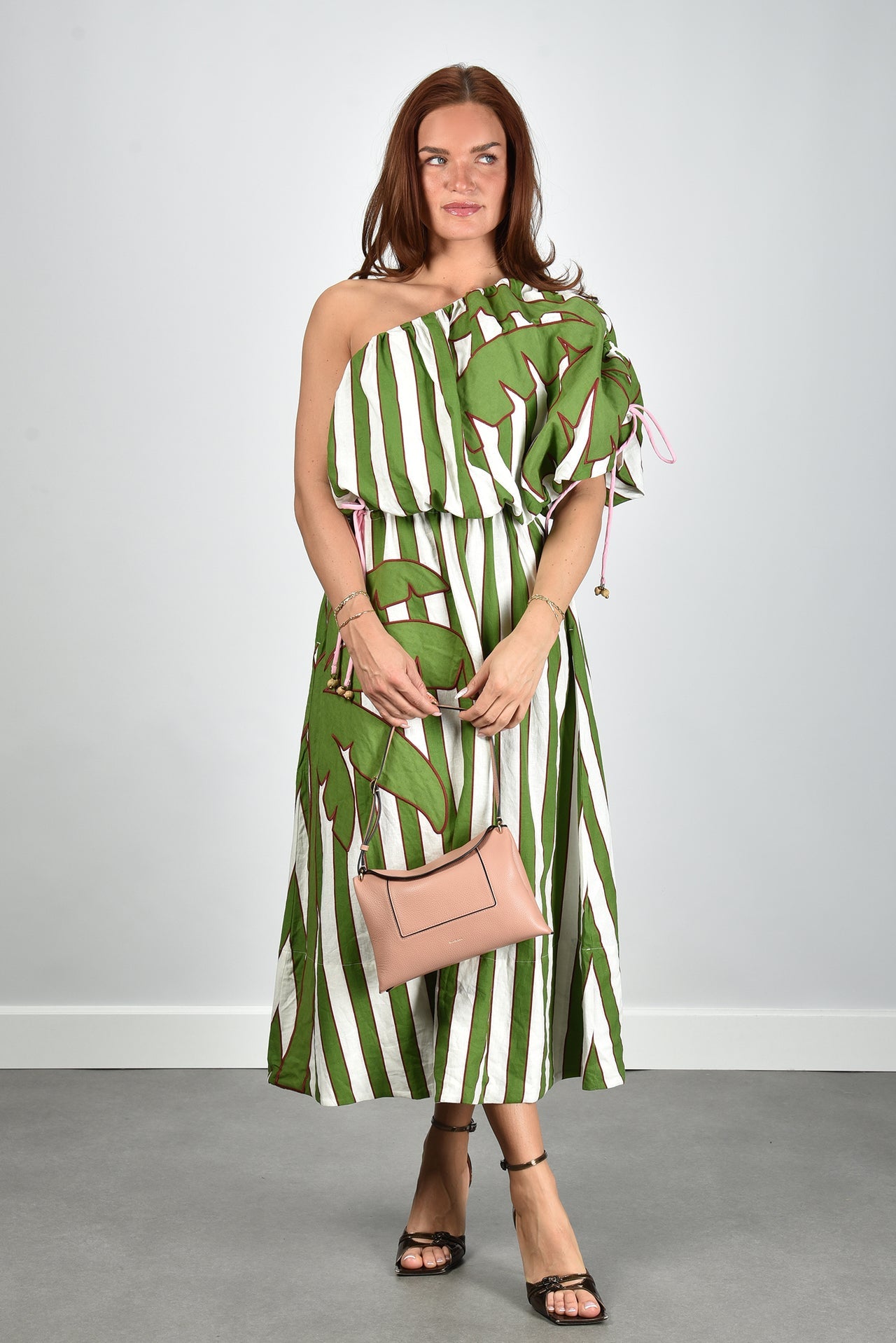 Off-White One-Shoulder Midi Dress