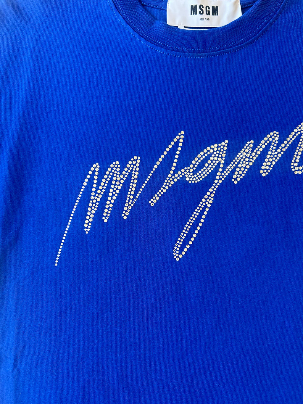Blue Logo Embelished T-Shirt