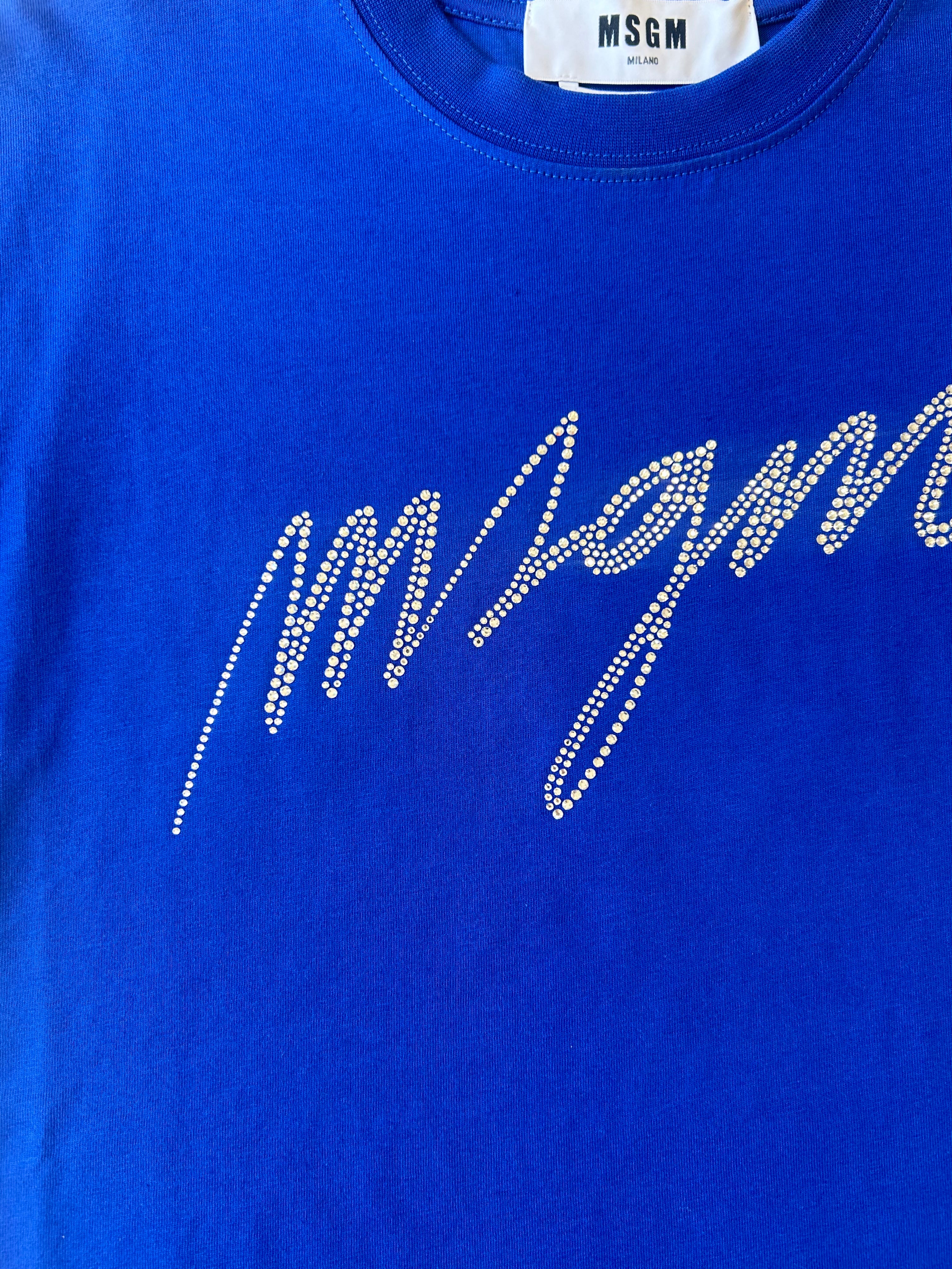 Blue Logo Embelished T-Shirt