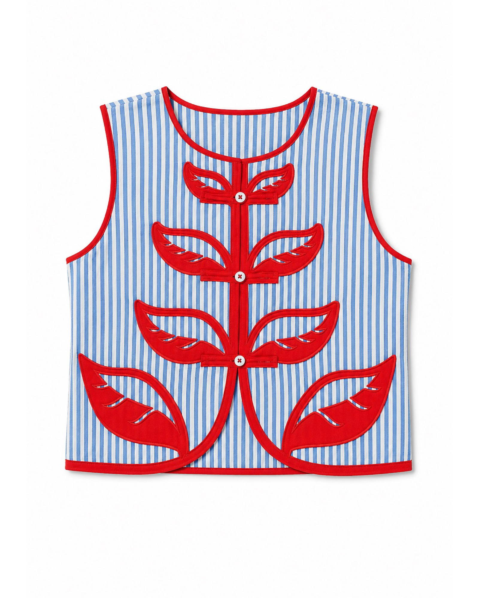 Sky Stripes Blue Sleeveless Crop Top