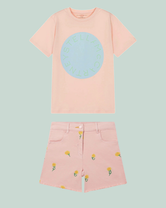 Sunflower Print Denim Shorts