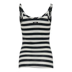 White And Red Striped Jersey Top