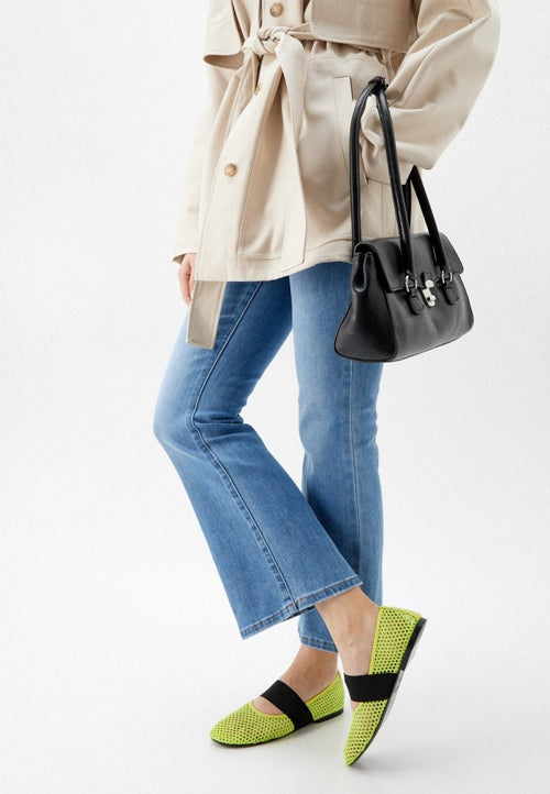 Lime Mesh Ballerina Flats