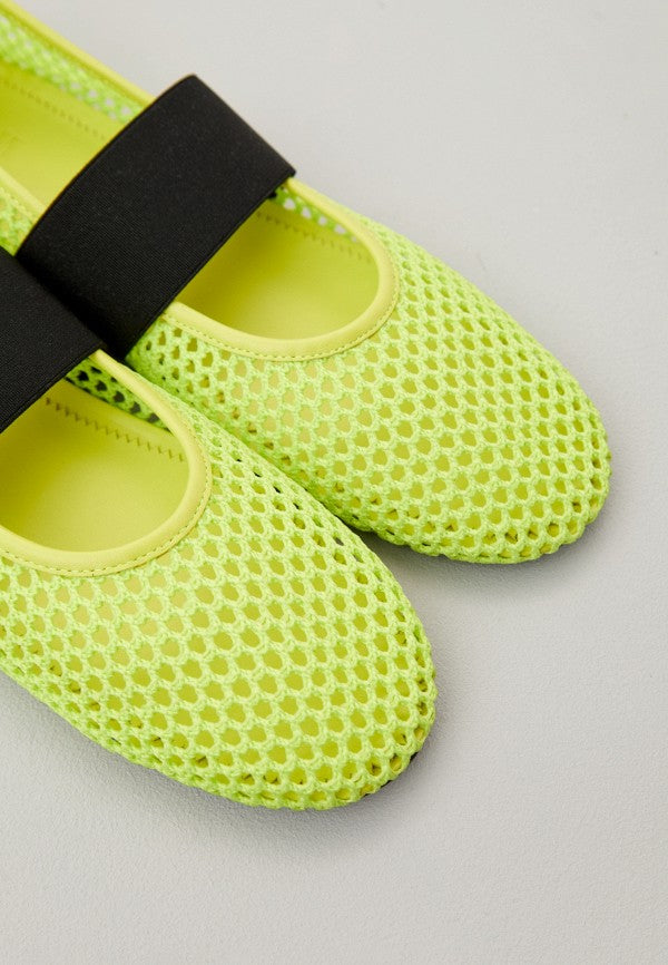 Lime Mesh Ballerina Flats