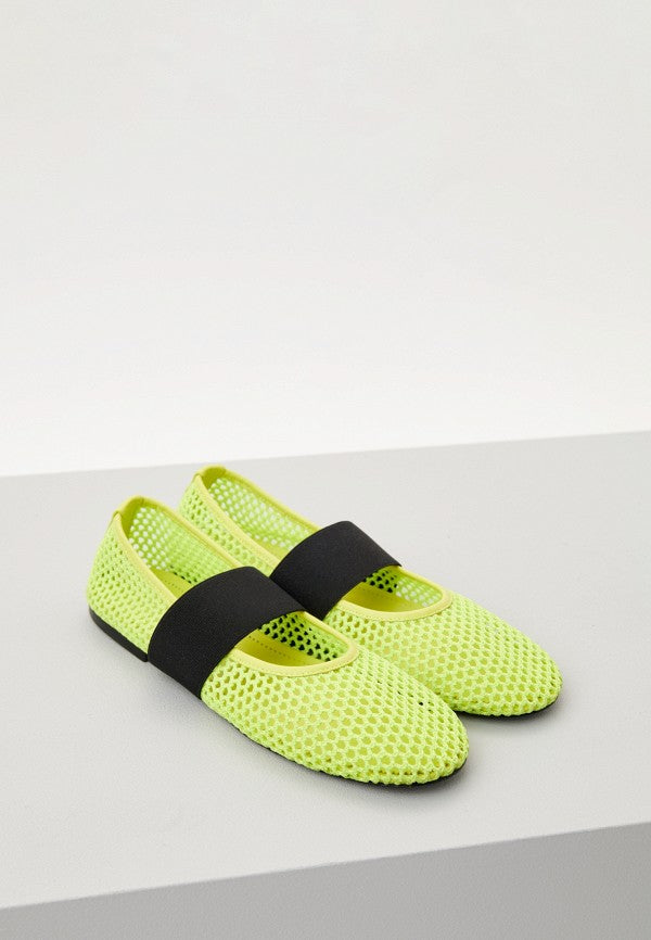 Lime Mesh Ballerina Flats