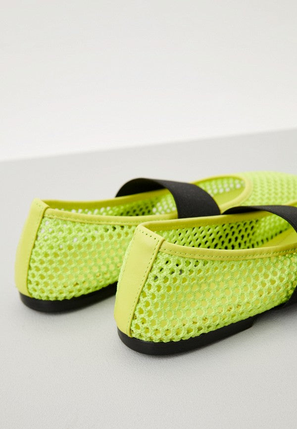 Lime Mesh Ballerina Flats