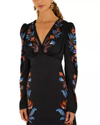 Black Floral Printed V-Neck Maxi Dress