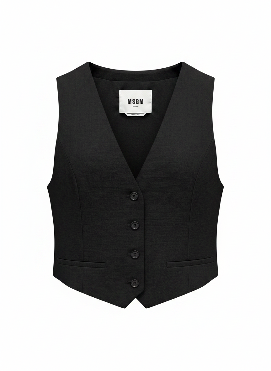 Black Viscose-Blend Vest