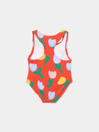 Baby Girl Tulips Print Swimsuit