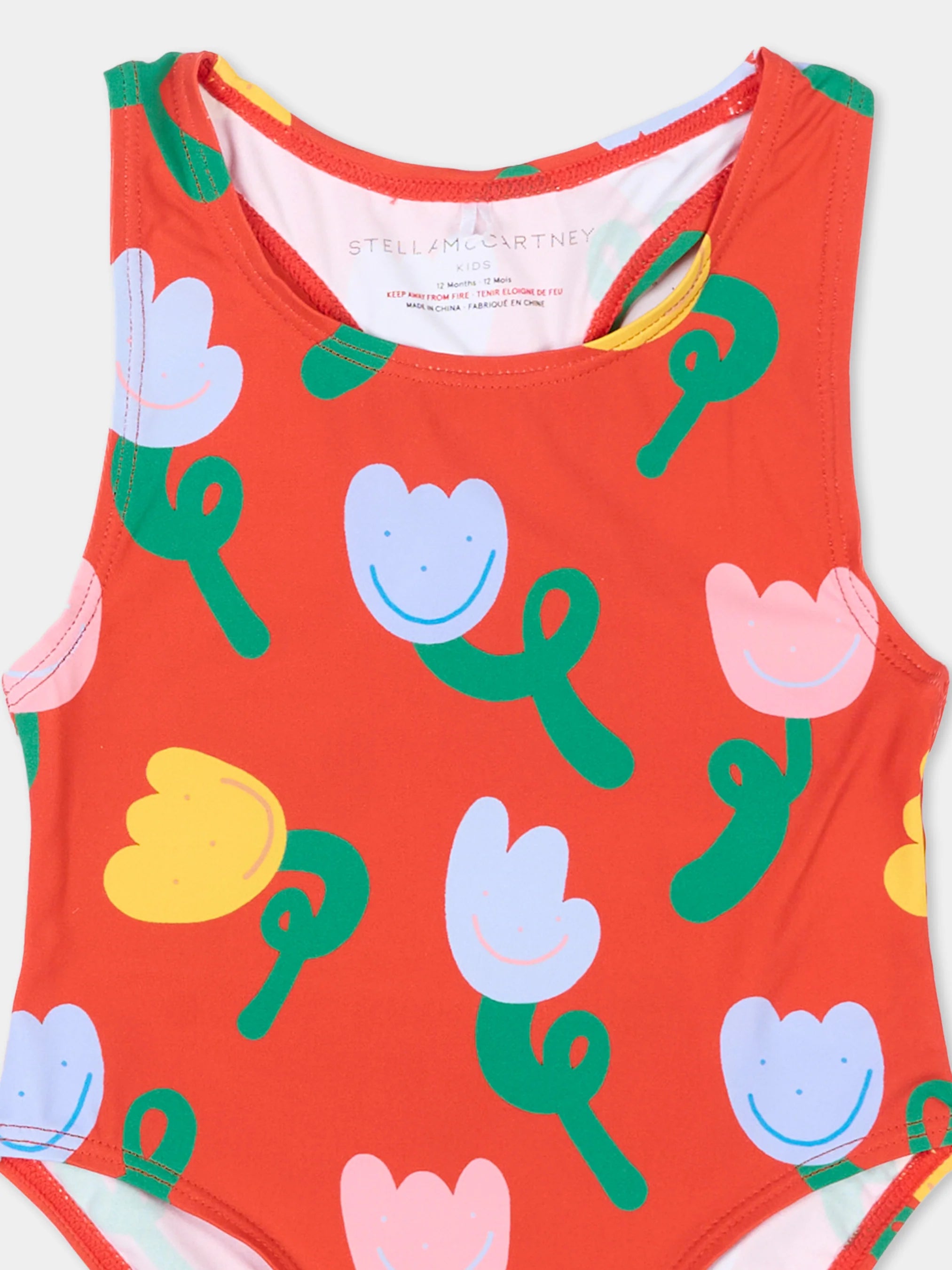 Baby Girl Tulips Print Swimsuit
