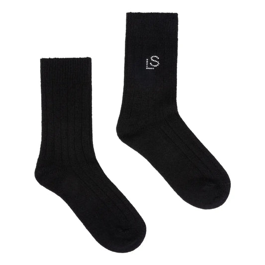Ribbed Knitted Socks Black