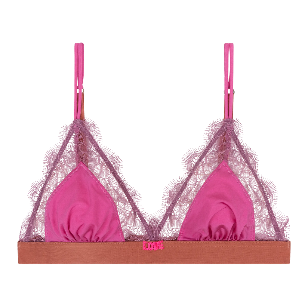 Love Lace Pink Triangle Bralette