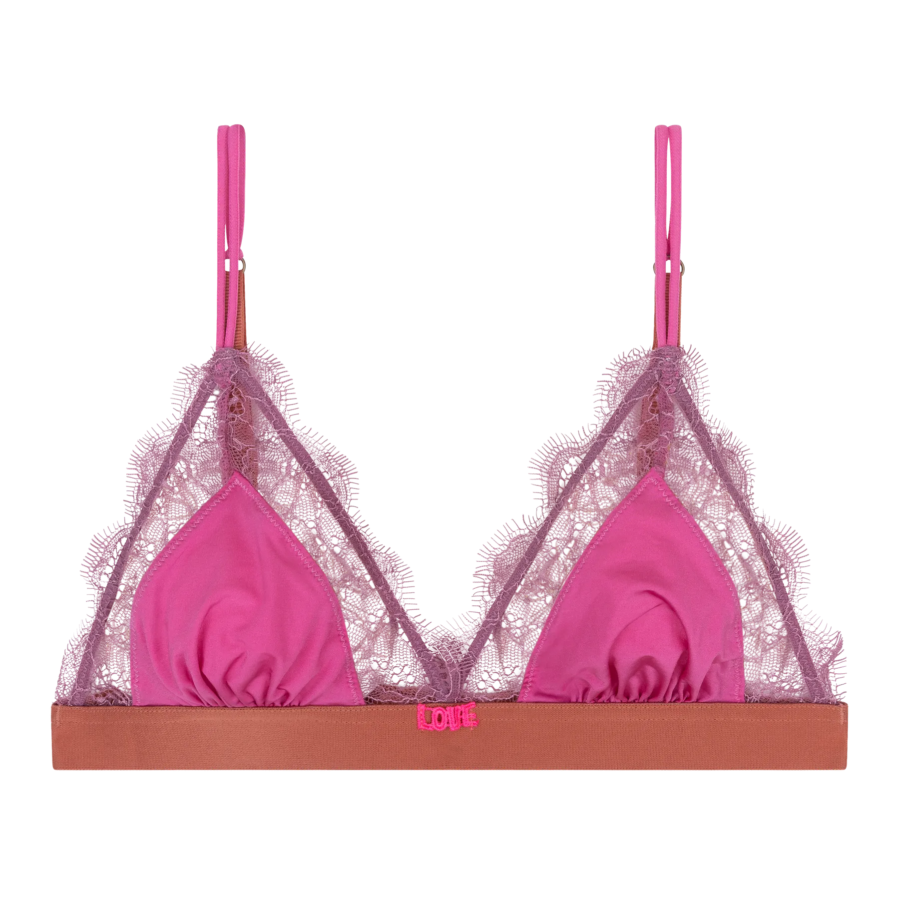 Love Lace Pink Triangle Bralette