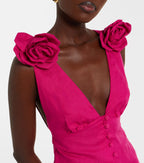 Floral-Appliqué Linen Minidress