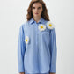 Daisy Flower-Appliqué Poplin Shirt