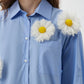 Daisy Flower-Appliqué Poplin Shirt